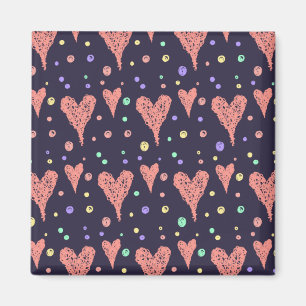 Mönster Hearts Colorful Girly Modern Cute Magnet