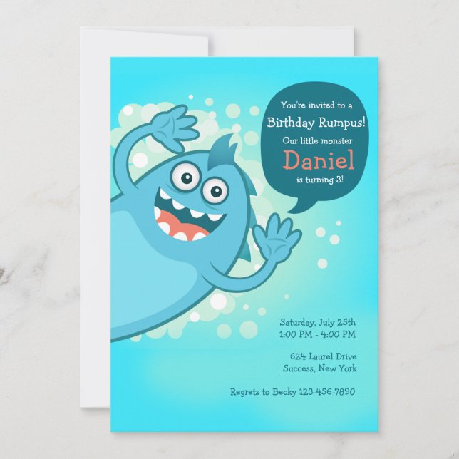 Monster Hej-inbjudan Inbjudningar (Framsida)