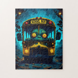 Monster Horror Buss Blue Gult Pussel