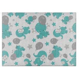 Mönster i blå elefanter, kute elefanter, stjärnor