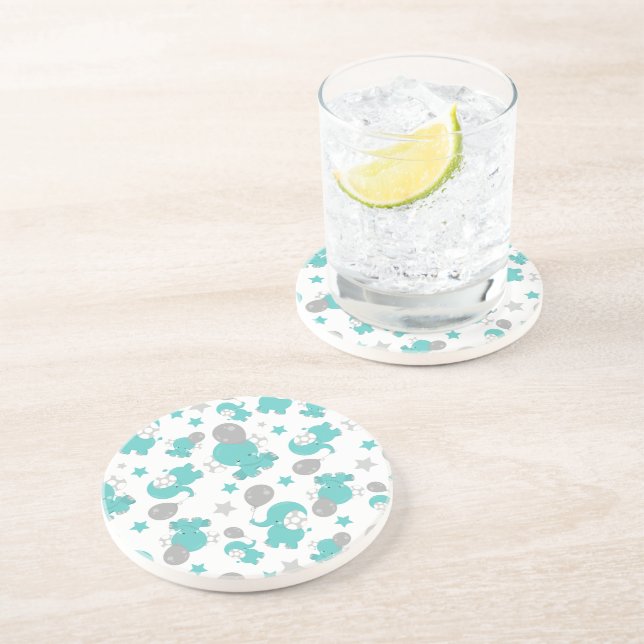 Mönster i blå elefanter, kute elefanter, stjärnor underlägg (Sidan)