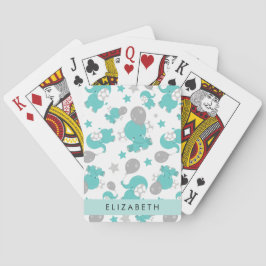 Mönster i blå elefanter, stjärnor, ditt namn casinokort
