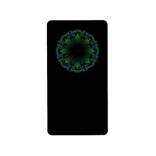 Mönster i Black and Peacock Färg. Adressetikett (Framsidan)