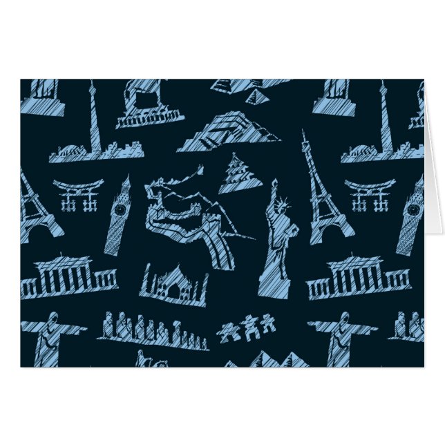 Mönster i Blues Mönster Hälsningskort (Framsidan Horizontal)