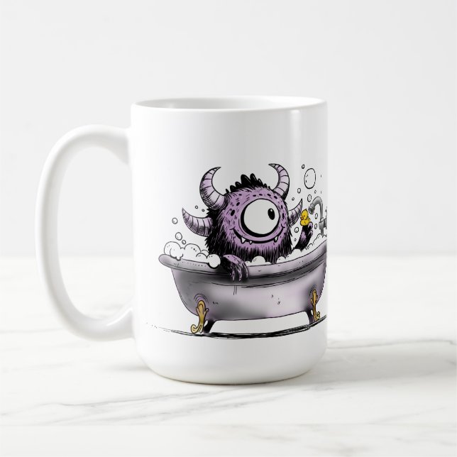 Monster i bubbelbad kaffemugg (Vänster)