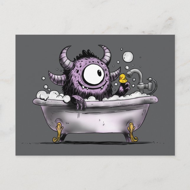 Monster i Bubble Bath Vykort (Framsida)
