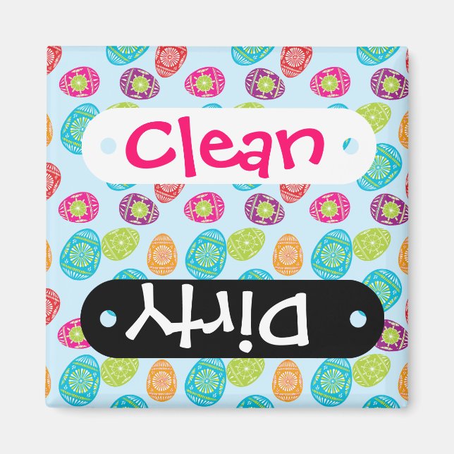 Mönster i de färgade Vår-Påskäggen på Baby blue Magnet (Framsidan)