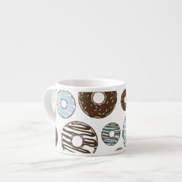 Mönster i Donuts, blå Donuts, brun Donuts Espressomugg