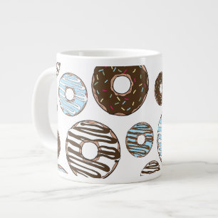 Mönster i Donuts, blå Donuts, brun Donuts Jumbo Mugg