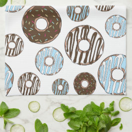 Mönster i Donuts, blå Donuts, brun Donuts Kökshandduk