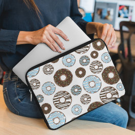 Mönster i Donuts, blå Donuts, brun Donuts Laptop Fodral