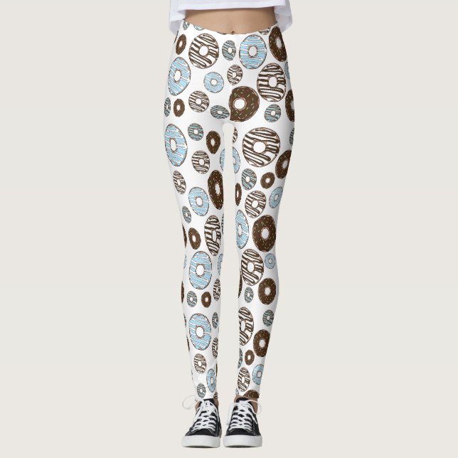 Mönster i Donuts, blå Donuts, brun Donuts Leggings (Framsida)