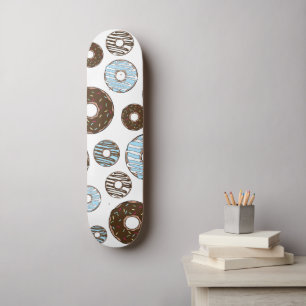 Mönster i Donuts, blå Donuts, brun Donuts Mini Skateboard Bräda 18,5 Cm