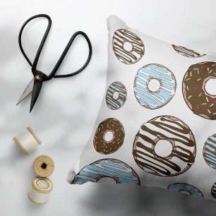Mönster i Donuts, blå Donuts, brun Donuts Prydnadskudde