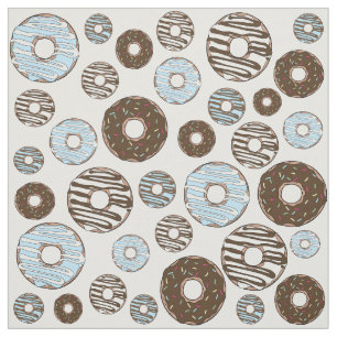 Mönster i Donuts, blå Donuts, brun Donuts Tyg