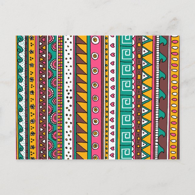 Mönster i färgade stamstammar vykort (Framsida)