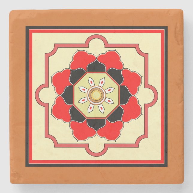 Mönster i färglös orientalisk Stil Design Stenunderlägg (Framsidan)