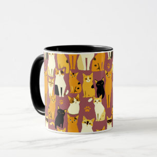 Mönster i Ginger-, Black and White Cats Mugg