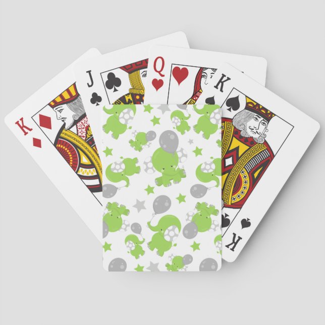 Mönster i Grönt elefanter, cute Elephants, stjärno Casinokort (Baksidan)
