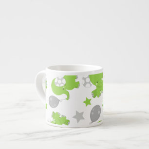 Mönster i Grönt elefanter, cute Elephants, stjärno Espressomugg