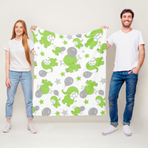 Mönster i Grönt elefanter, cute Elephants, stjärno Fleecefilt