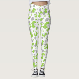 Mönster i Grönt elefanter, cute Elephants, stjärno Leggings