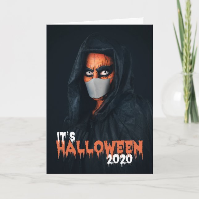 Monster i Happy halloween 2020 i Ansikte Mask Helgkort (Framsida)