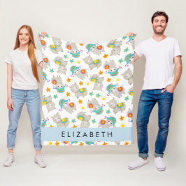 Mönster i Llamas, Alpacas, Blommor, ditt namn Fleecefilt