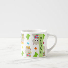 Mönster i Llamas, Alpacas, Cactus, ditt namn Espressomugg