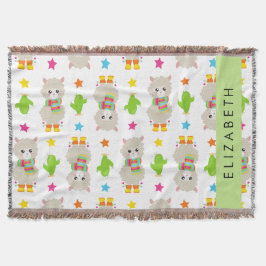 Mönster i Llamas, Alpacas, Cactus, ditt namn Filt