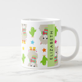 Mönster i Llamas, Alpacas, Cactus, ditt namn Jumbo Mugg