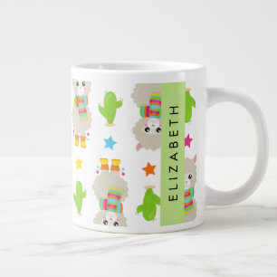 Mönster i Llamas, Alpacas, Cactus, ditt namn Jumbo Mugg