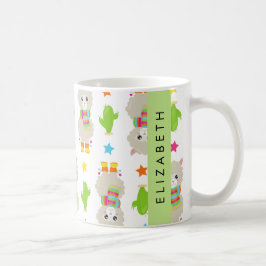 Mönster i Llamas, Alpacas, Cactus, ditt namn Kaffemugg