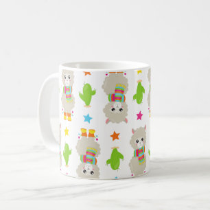 Mönster i Llamas, Cute Llamas, Alpacas, Cactus Kaffemugg