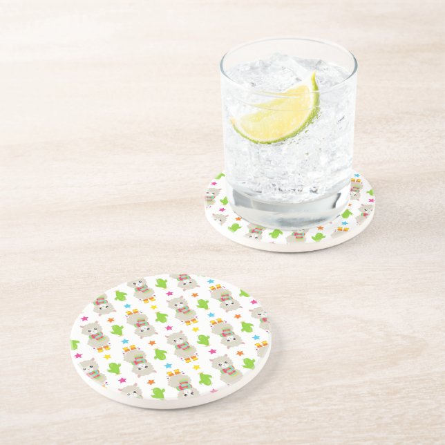 Mönster i Llamas, Cute Llamas, Alpacas, Cactus Underlägg (Sidan)