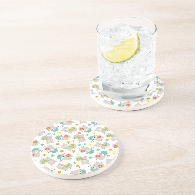 Mönster i Llamas, Cute Llamas, Alpacas, Flowers Underlägg (Sidan)