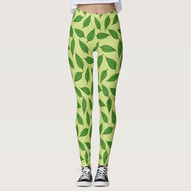 Mönster i Löv, Löv Mönster, Vår Löv Leggings (Framsida)