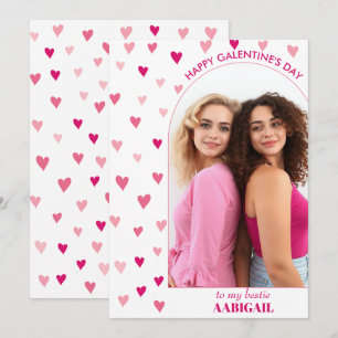 Mönster i rosa hjärta, bågfoto Galentins dag Julkort