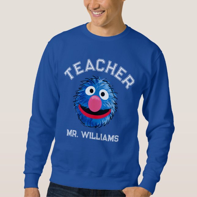 Monster i slutet av artikeln | Grover Teacher Lång Ärmad Tröja (Framsida)