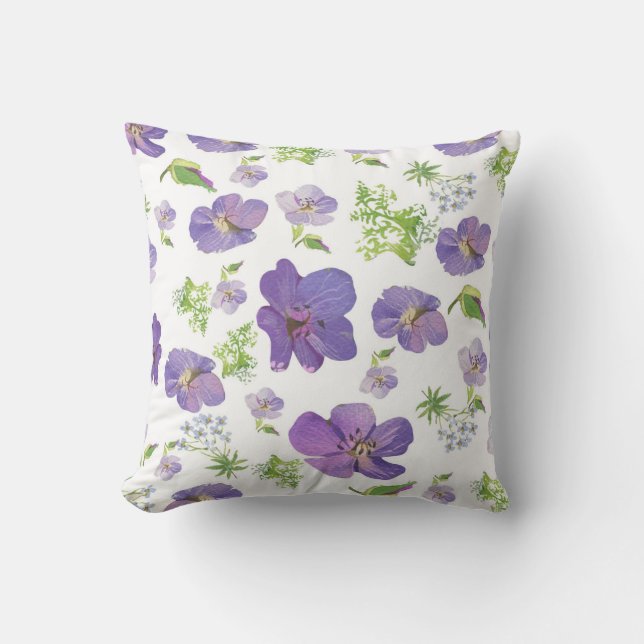 mönster i stil på provocerande lilaxblommor kudde (Framsida)