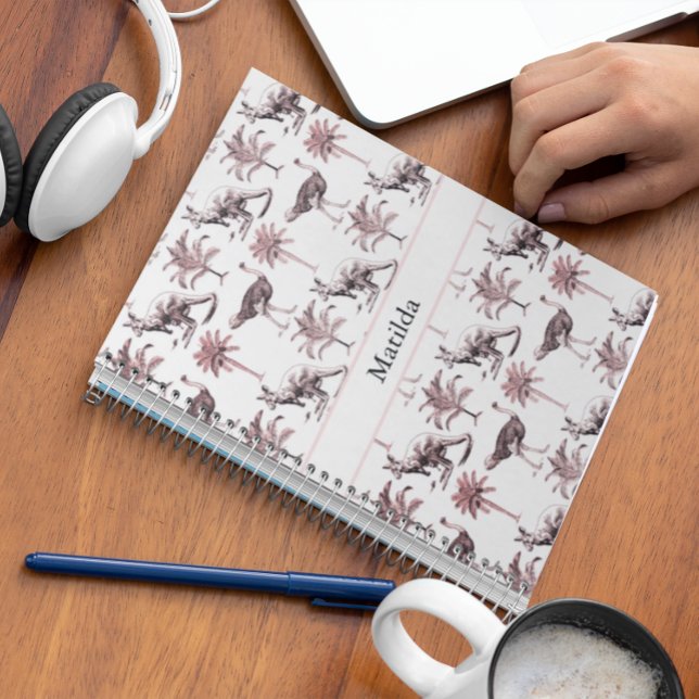 Mönster i strutsar och kangaroos och handflatan tr anteckningsbok (Skapare uppladdad)
