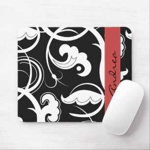 Mönster i Swirls, Black and White, ditt namn Musmatta