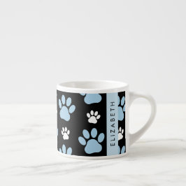 Mönster i Tass, Blå Tass, Hund, Tass, ditt namn Espressomugg
