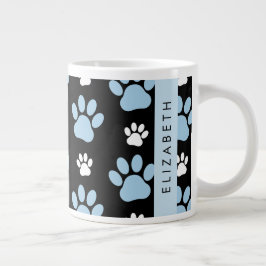 Mönster i Tass, Blå Tass, Hund, Tass, ditt namn Jumbo Mugg