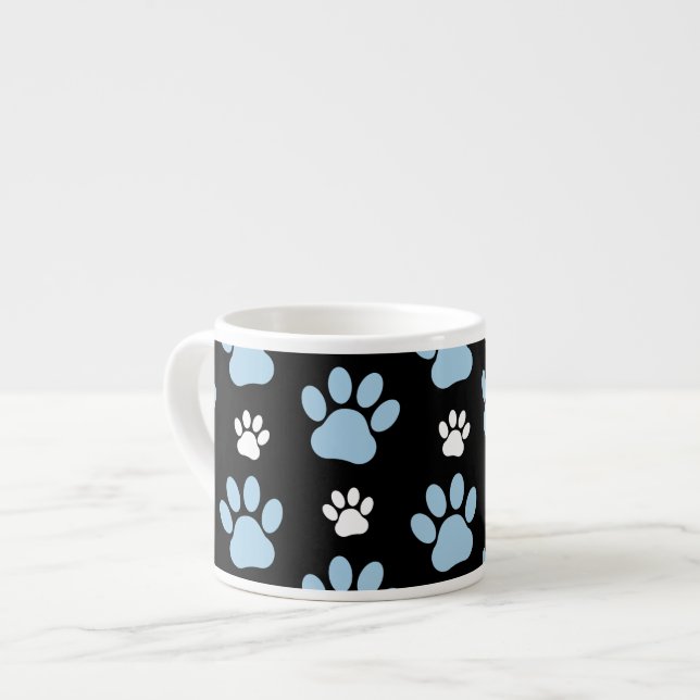 Mönster i Tass, blått Tass, Hund, Tass, animaliskt Espressomugg (Framsida vänster)