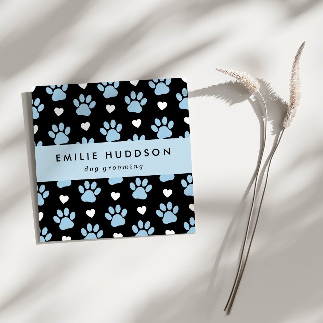 Mönster i Tass, Hund Groomer, Dog Walker, Pet Shop Fyrkantigt Visitkort (Skapare uppladdad)