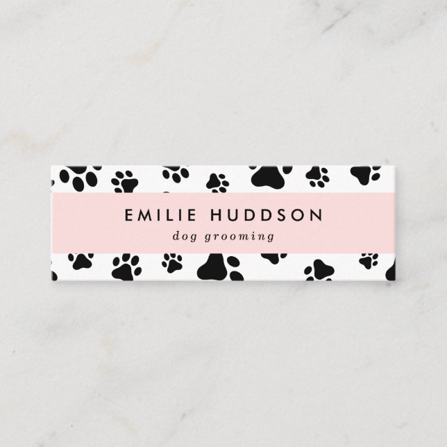 Mönster i Tass, Hund Groomer, Dog Walker, Pet Shop Mini Visitkort (Framsida)