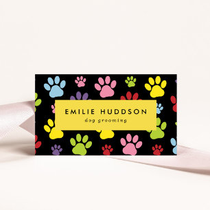Mönster i Tass, Hund Groomer, Dog Walker, Pet Shop Visitkort