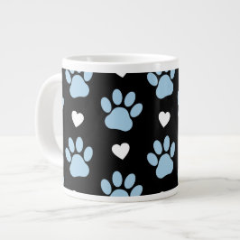 Mönster i Tass, Hund, Tass, blått Tass, vita hjärt Jumbo Mugg