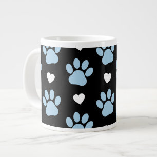 Mönster i Tass, Hund, Tass, blått Tass, vita hjärt Jumbo Mugg